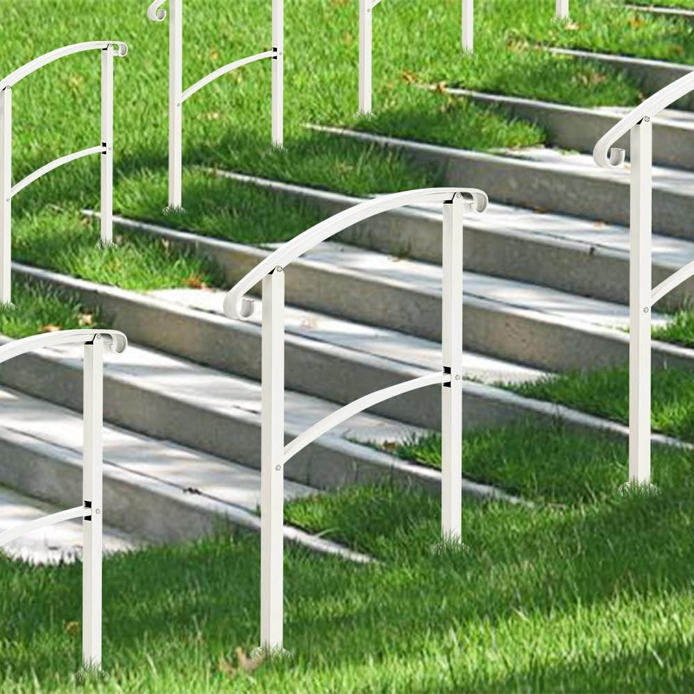Bathroom handrail,Safety Handrail.Handrails for Outdoor Steps, Stair Handrail Black Wrought Iron Handrail Fits 1-3 Step Wall Handrail Stair Rail Wrought Iron Outdoor Hand Rails with Installation Kit H