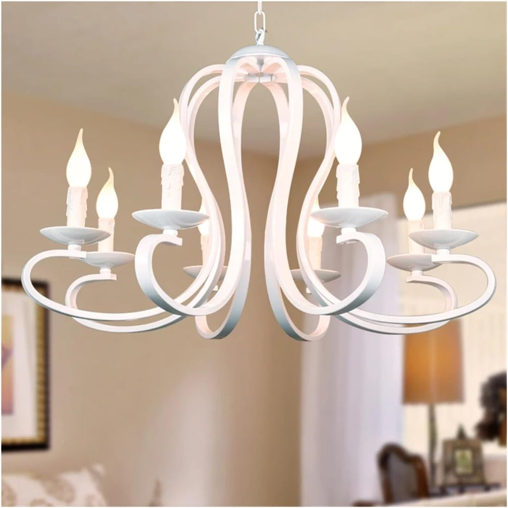 Modern Modern Candle Chandelier Light Fixture Black Wrought Iron Home Lighting,Chandelier LED Ceiling Light