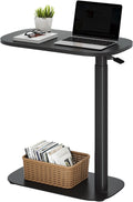 SANODESK Small Standing Desk Pneumatic Height Adjustable Small Sit Stand Desk Laptop Desk Overbed Table Computer Cart for Home Office Computer Workstations(23.6' W x 13.8' D,Black+Maple Band)
