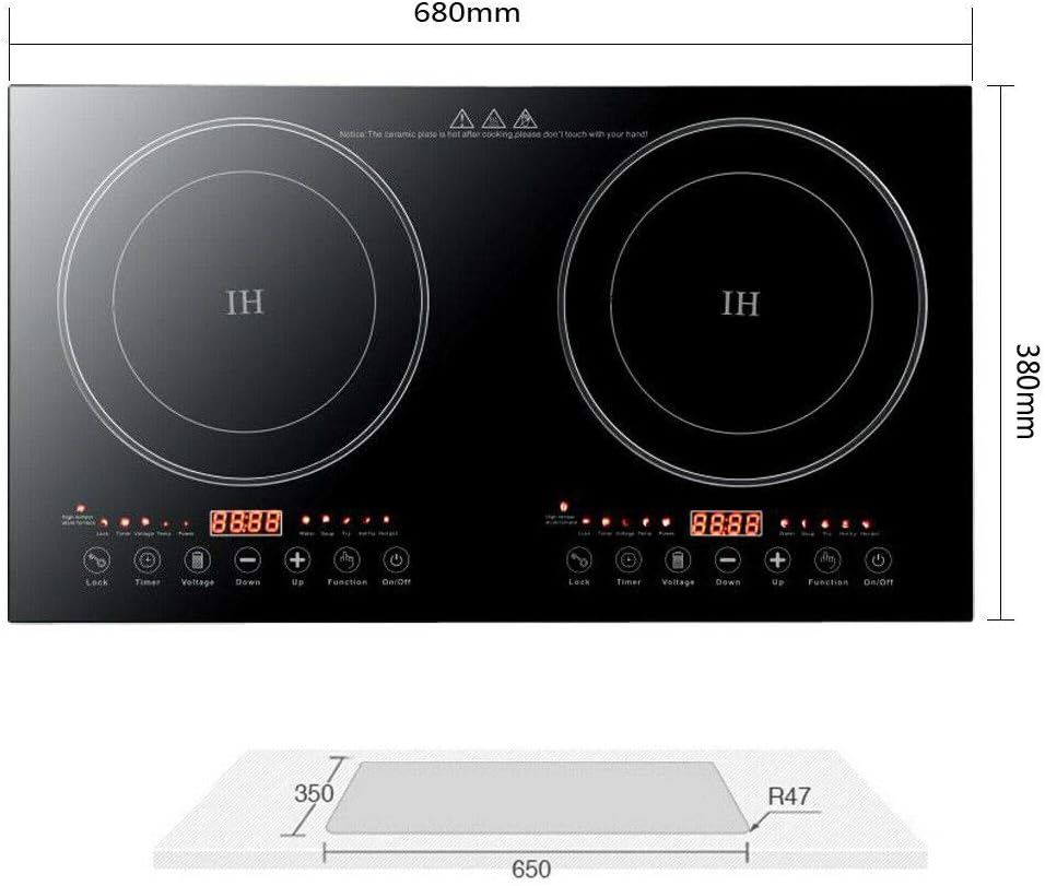 Black Crystal Panel Induction Cooker 110V Black Electric Hot Plate Stove Countertop Double Burner Dual Countertop Electric Cooktop 1200W with 8 Gear Firepower Induction Stove Cooker For Griddle, Pan