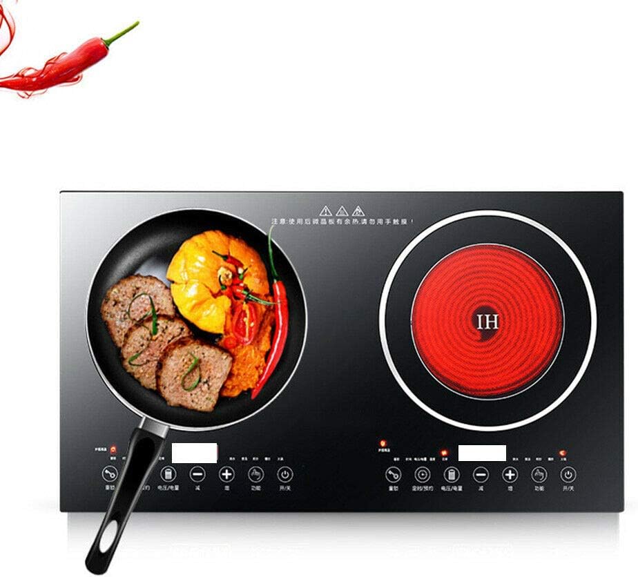 110V 1200W Electric Dual Induction Cooker Hot Plate Rapid Heating Safety Countertop Burner Cooktop