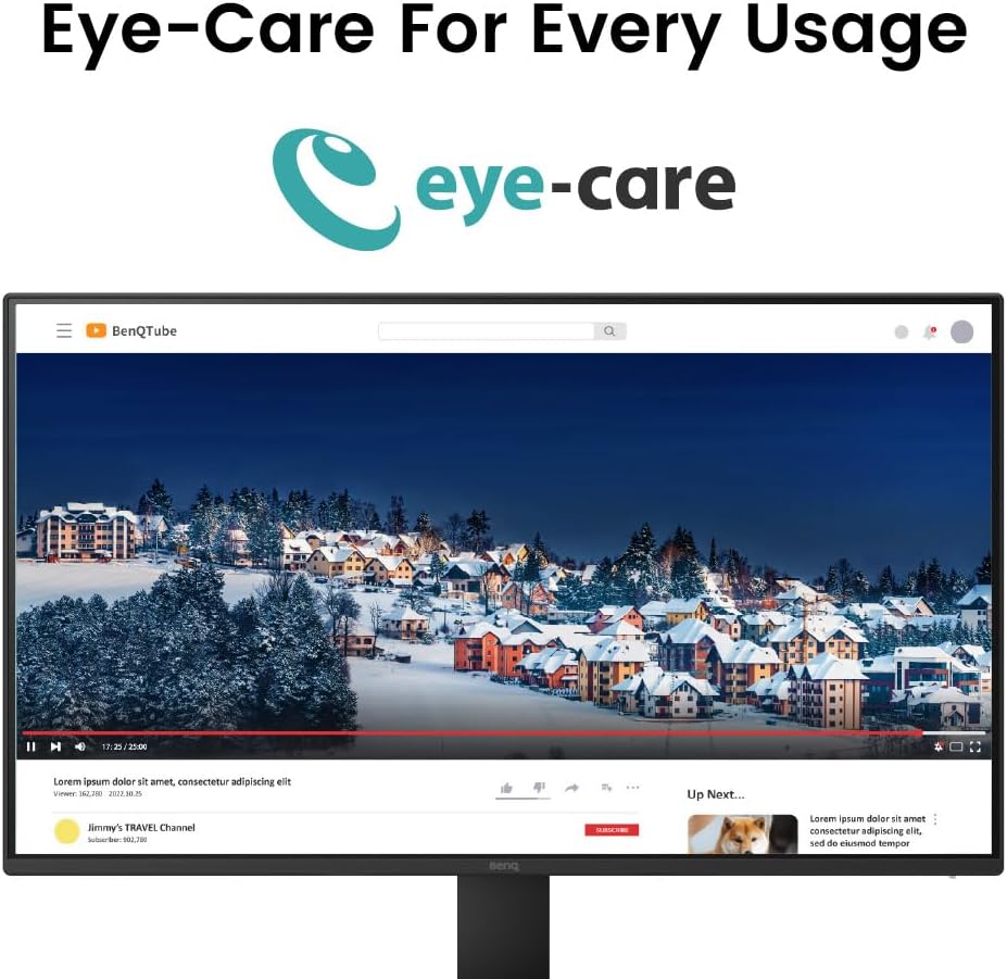BenQ GW2791 27' 1080p FHD 100Hz IPS Eye-Care Monitor, HDMI, DisplayPort, 1080x1920, Ultra Slim Bezel, TUV-Certified, Flicker-Free, Low Blue Light Plus, Eye-CareU