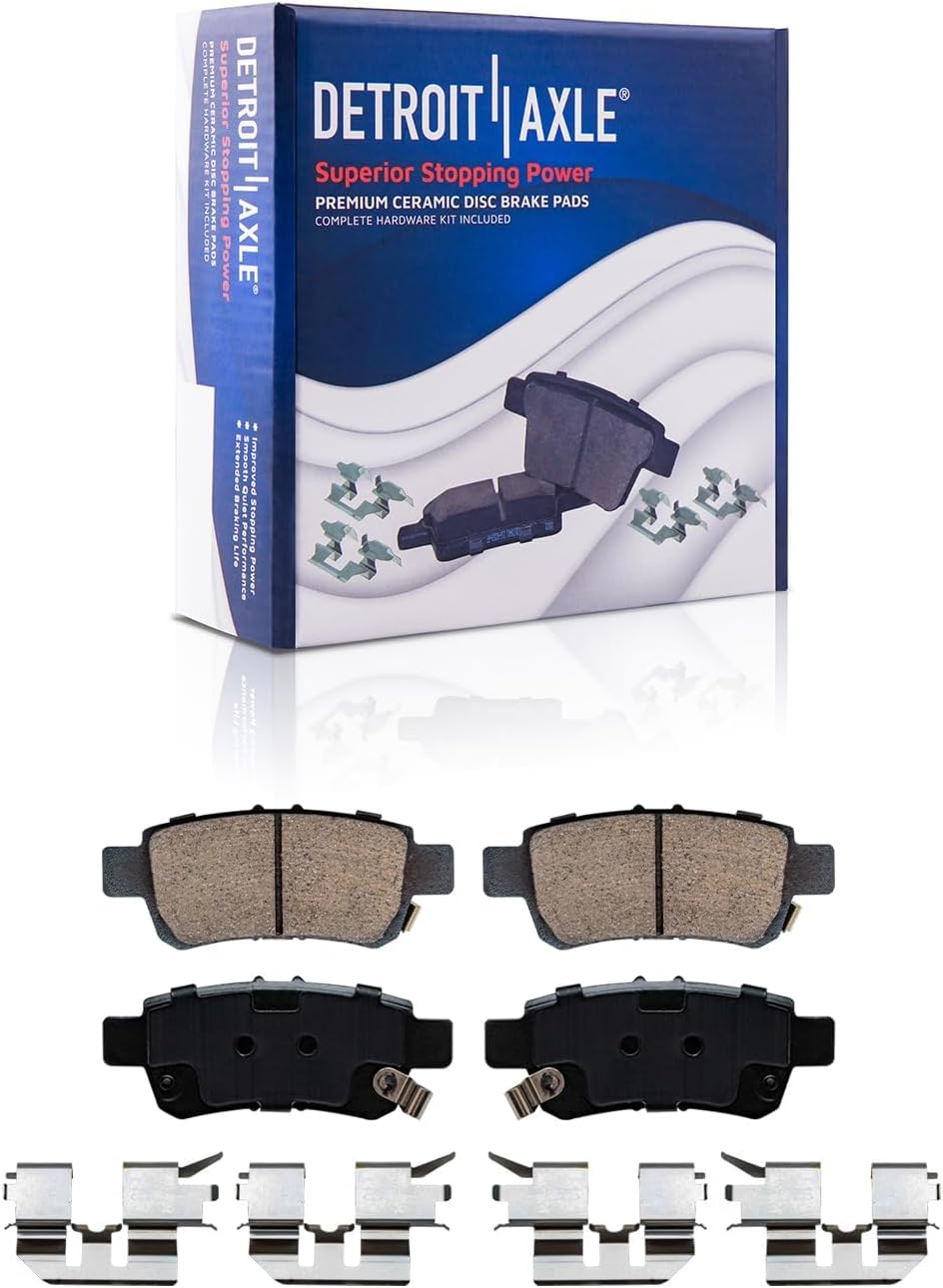 Detroit Axle - 8pc Brake Kit for 2005-2010 Honda Odyssey [5 Lug] Drilled and Slotted Disc Brake Rotors Ceramic Brakes Pads 2006 2007 2008 2009 Front and Rear Replacement