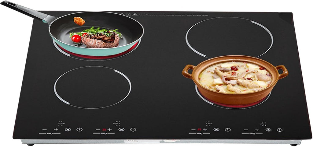 4 Burner Electric Cooktop 110v, 24 Inch Electric Stove Countertop & Built-in, Cooktop with 9 Power Levels, Sensor Touch Control, Safety Lock, Timer, 3000W, No Plug (4 Burners)