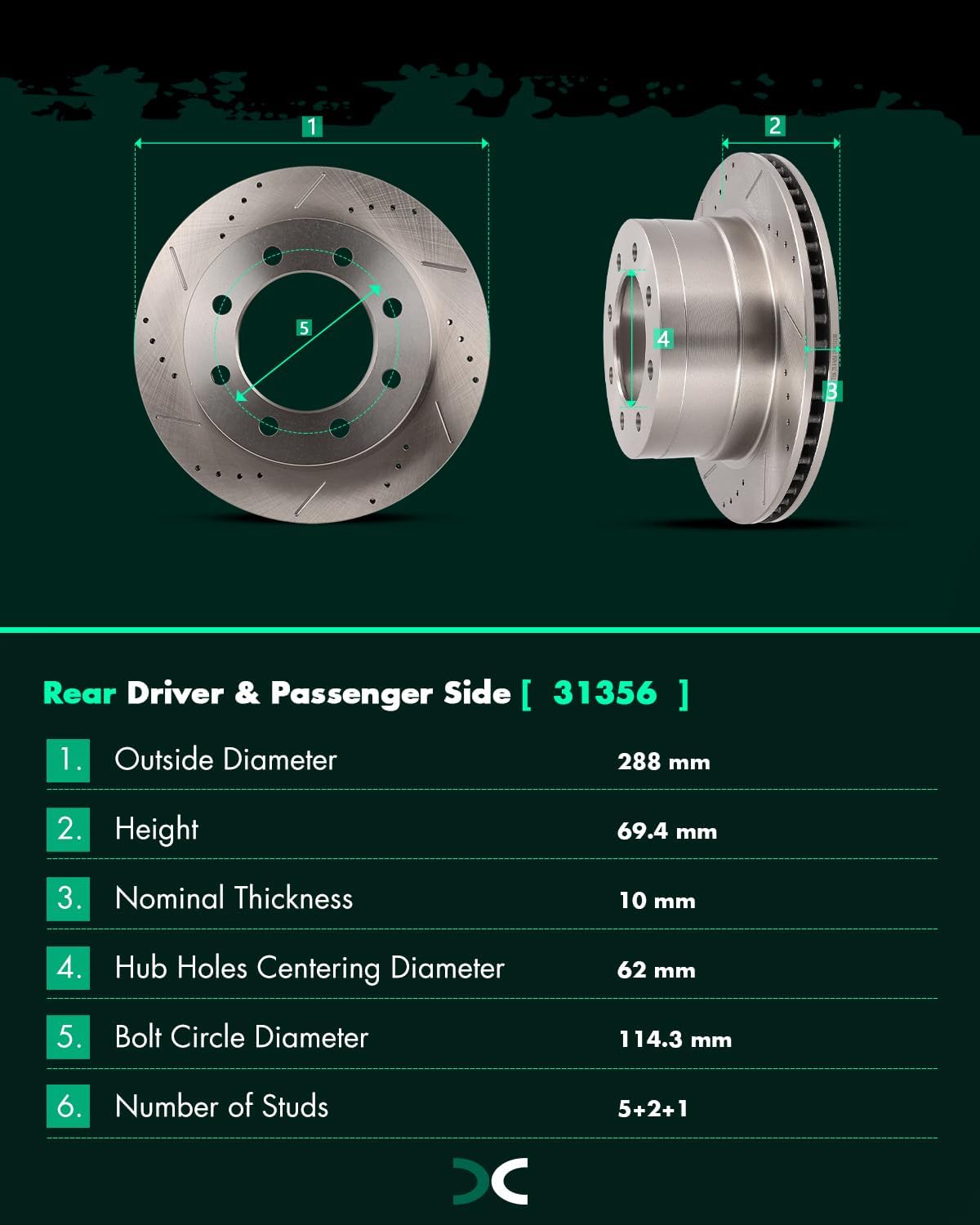 SCITOO Brake Kits For Dodge For Ram 1500 2006-2008,For Ram 2500 2003-2008,For Ram 3500 2003-2008 Front Rear Drilled & Slotted Disc Brakes Rotors and Semi Metallic Brakes Pads 53012;53011;D965;D702