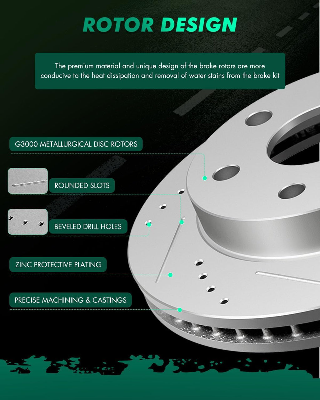 SCITOO Pads and Rotors Kit, Brake Rotors Ceramic Pads fit for Cadillac Escalade,for Chevy Avalanche,1500,Suburban,1500,Tahoe,02-06 for GMC Yukon,03-06 for GMC Yukon XL 1500 (4WD)