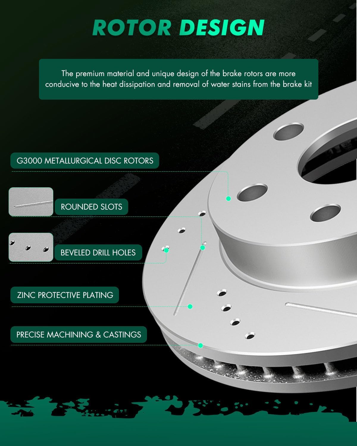 SCITOO Pads and Rotors Kit, Brake Rotors Ceramic Pads fit for Cadillac Escalade,for Chevy Avalanche,1500,Suburban,1500,Tahoe,02-06 for GMC Yukon,03-06 for GMC Yukon XL 1500 (4WD)