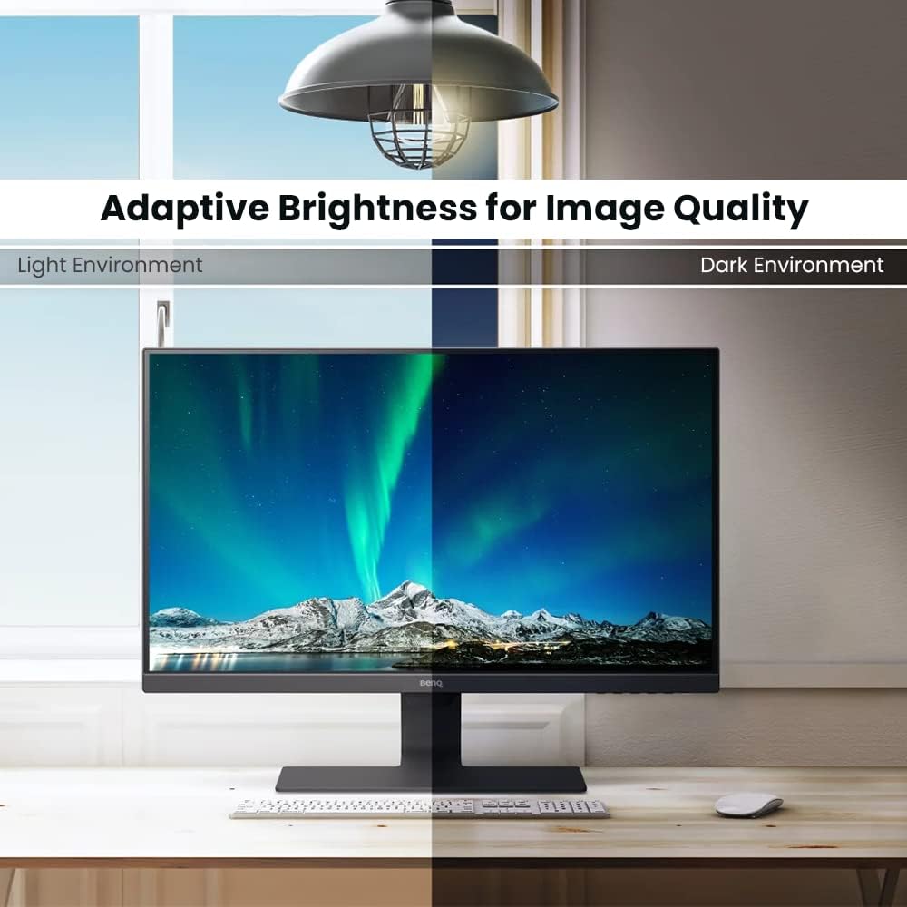 BenQ GW2480 Computer Monitor 24' FHD 1920x1080p | IPS | Eye-Care Tech | Low Blue Light | Anti-Glare | Adaptive Brightness | Tilt Screen | Built-in Speakers | DisplayPort | HDMI | VGA,Black
