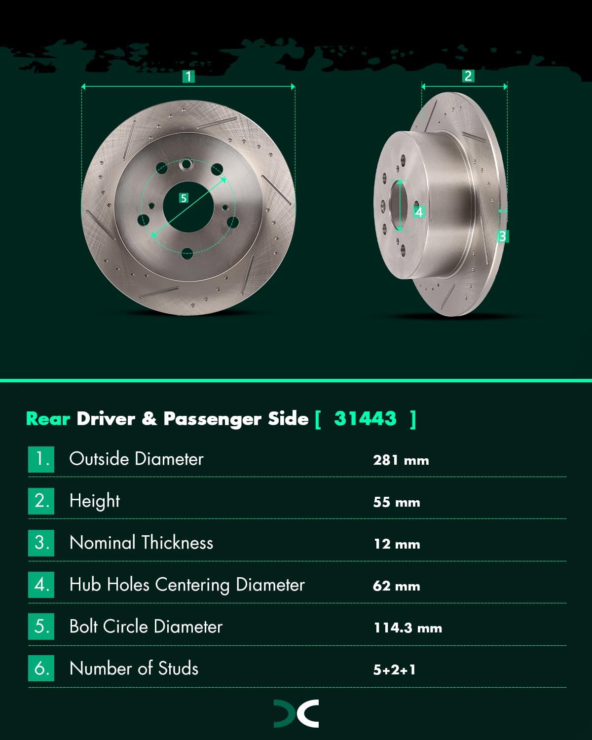 SCITOO Brake Kits For Lexus For ES350 2007-2012,For Toyota For Avalon 2008-2012,For Camry 2007-2011 Front Rear Drilled & Slotted Disc Brakes Rotors and Ceramic Brakes Pads 31434;31433;D1293;D1212