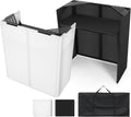BAVNNRO DJ Booth Stand Portable, 44'x41'x21' DJ Facade Table Station with Black & White Scrim & Carry Bag, Metal Foldable Frame DJ Stand for Weddings, Parties & Events