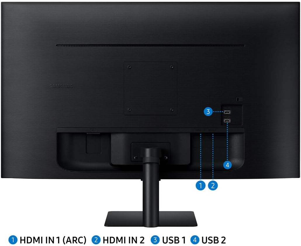 Samsung 32' Smart FHD VA Monitor with HDR10, 4ms Response Time, Anti Glare, Flicker Free, VESA Mount (100mm), HDMI & Dockztorm USB Port Expander, Black Color