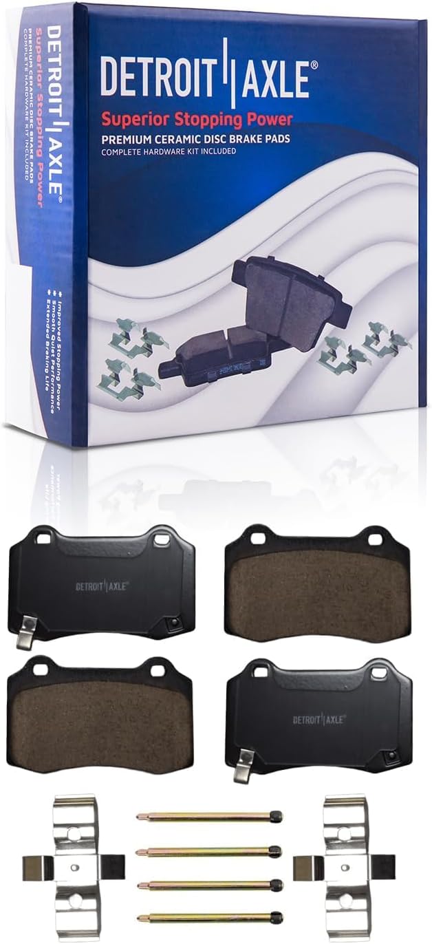 Detroit Axle - Brake Kit for Jeep 06-10 Grand Cherokee Disc Brake Rotors Ceramic Brakes Pads with Hardware 2006 2007 2008 2009 2010 Replacement : 14.17' inch Front and 13.78' inch Rear Rotor