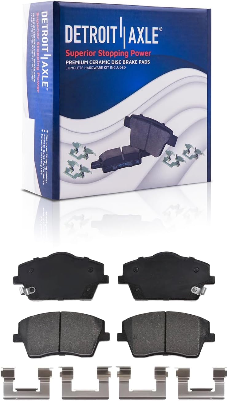 Detroit Axle - 8pc Brake Kit for 2019 2020 2021 2022 2023 2024 2025 Volvo XC40, Drilled Slotted Disc Brake Rotors Ceramic Brakes Pads Hardware Replacement : 11.65' inch Front & 11.02' inch Rear Rotor