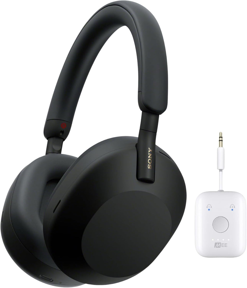 Sony WH-1000XM5 Wireless Noise Canceling Over-Ear Headphones (Black) Bundle with Bluetooth Audio Transmitter (2 Items)