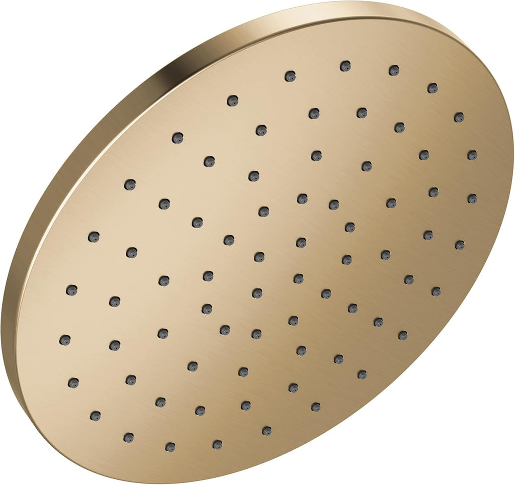 Delta Brushed Gold Rain Shower Head, 10 Inch Metal Large Shower Head Rainfall, Overhead Rain Showerhead, 1.75 GPM Flow Rate, Lumicoat Champagne Bronze 52162-CZ-PR
