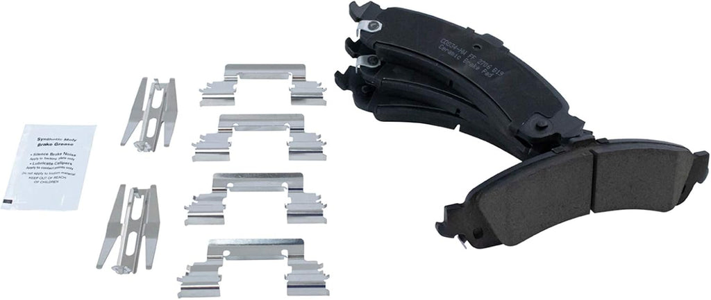TRQ Front & Rear Premium Posi Ceramic Disc Brake Pads & Rotors Kit Compatible with GM