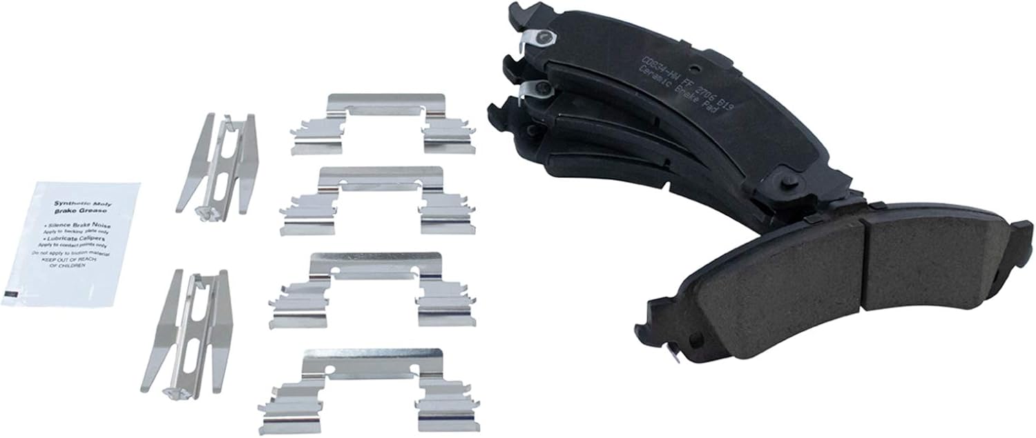 TRQ Front & Rear Premium Posi Ceramic Disc Brake Pads & Rotors Kit Compatible with GM