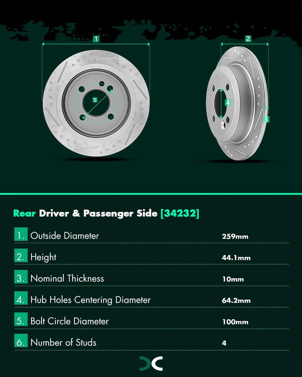 SCITOO Brake Kits 4pcs Brake Discs Rotors and 8pcs Ceramic Brake Pads Fit for 2002-2006 for Mini Cooper