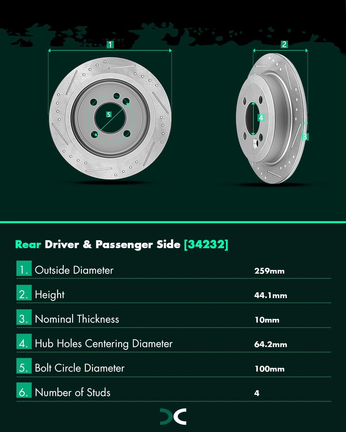 SCITOO Brake Kits 4pcs Brake Discs Rotors and 8pcs Ceramic Brake Pads Fit for 2002-2006 for Mini Cooper