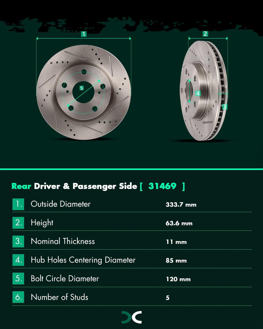 SCITOO Brake Kits For Lexus For HS250h 2010-2012,For Toyota For RAV4 2006-2018 Front Rear Drilled & Slotted Disc Brakes Rotors and Ceramic Brakes Pads Replacement:31440;31443;D1210-8330;D1212-9312