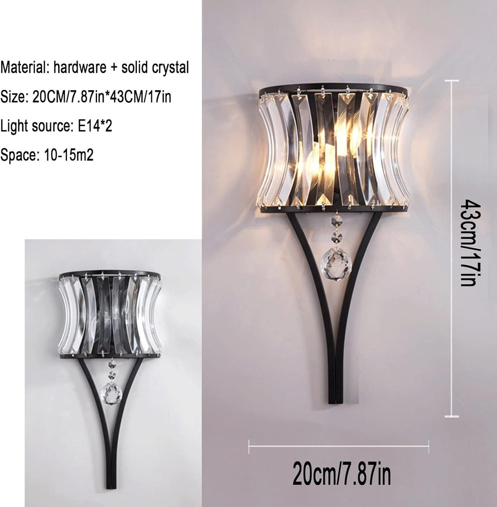 Wall Lighting Fixtures European-Style Crystal Wall Light Antique Wrought Iron Glass Wall Sconces Retro Art Decor Lighting Fixture for Hotel Bar Living Room Bathroom Hallway Villa Bedroom Kitche/