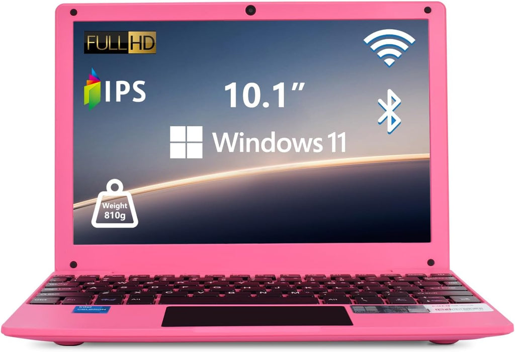 Portable Mini Education Laptop Computer with Celeron N4000 CPU 8GB RAM 256GB SSD HD IPS Screen, Laptop Computer for Learning, Office Work (Red)