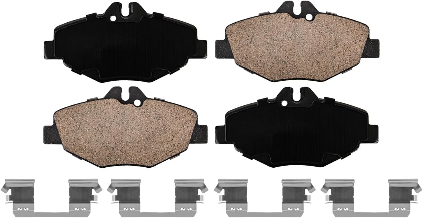 Detroit Axle - Front Brake Kit for 2003-2009 Mercedes-Benz E320 2006-2009 E350 Drilled & Slotted Disc Brake Rotors Ceramic Brakes Pads 2007 2008 Replacement: 11.61' inch Rotor