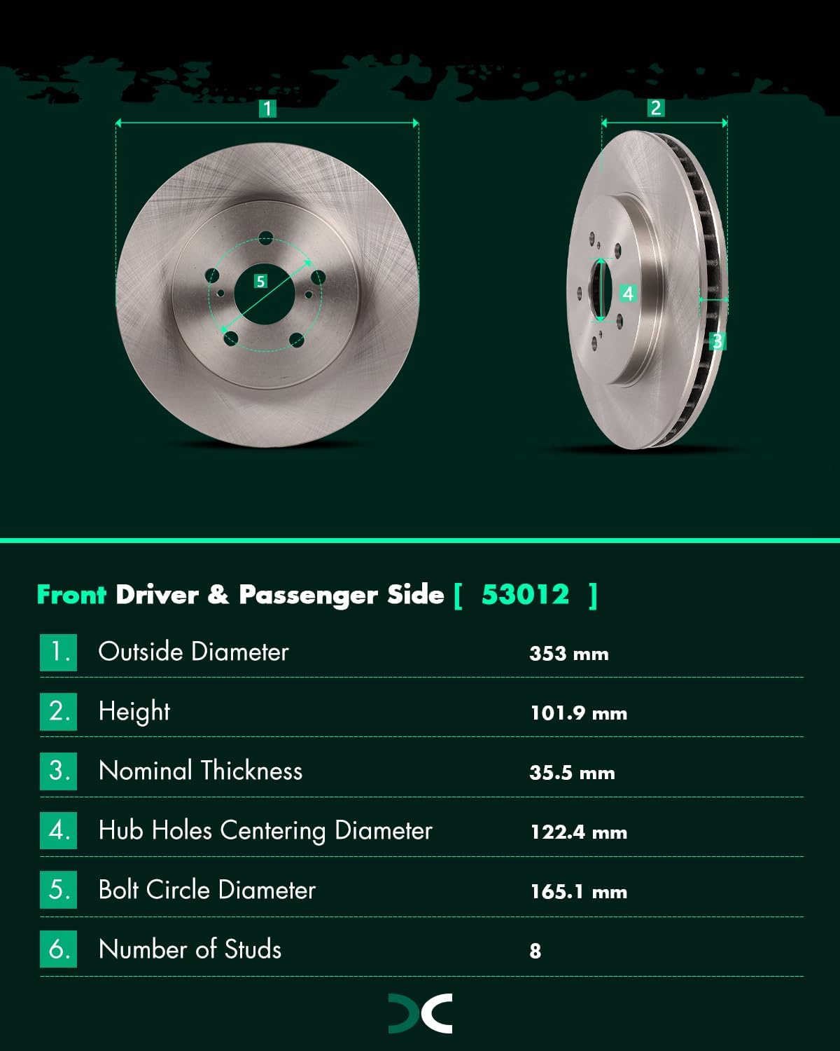 SCITOO Brake Kits For Lexus For RX330 2004-2006,For RX350 2007-2009,For RX400h 2006-2008,For Toyota For Highlander 2006-2007 Disc Brake Rotors and Semi Metallic Brakes Pads 31392;D1005;31356;D996