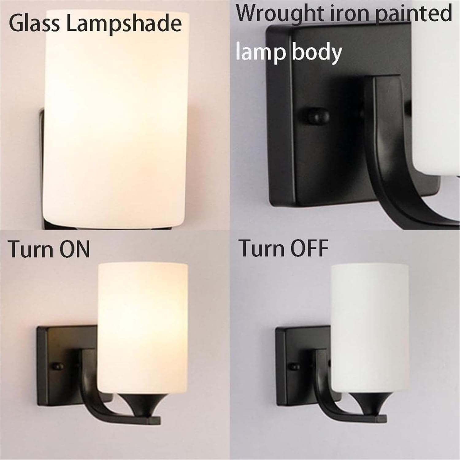 1/2-Light Modern Wall Sconces, Mid-Century Indoor Wall Lamps with Wrought Iron Painted Body, Vintage Industrial Vanity Wall Light Fixture for Bedroom, Living Room, Hallway, Bathroom(7.1in)
