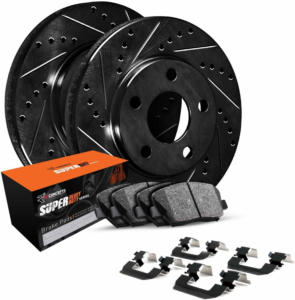R1 Concepts Rear Brake Kit Fits 2015-2020 Cadillac Escalade, Chevrolet Suburban, Chevrolet Tahoe, GMC Yukon| Super Duty Pads, Drilled Slotted Rotors| Hardware| 13.6' Rear