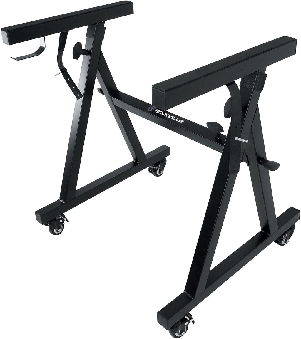 Rockville Z40W Bundle: Z-Style Pro Keyboard Stand with Wheels and Bag, Adjustable Height & Width, ZLS Laptop Stand Attachment, ZMS Microphone Boom Attachment, 3-items