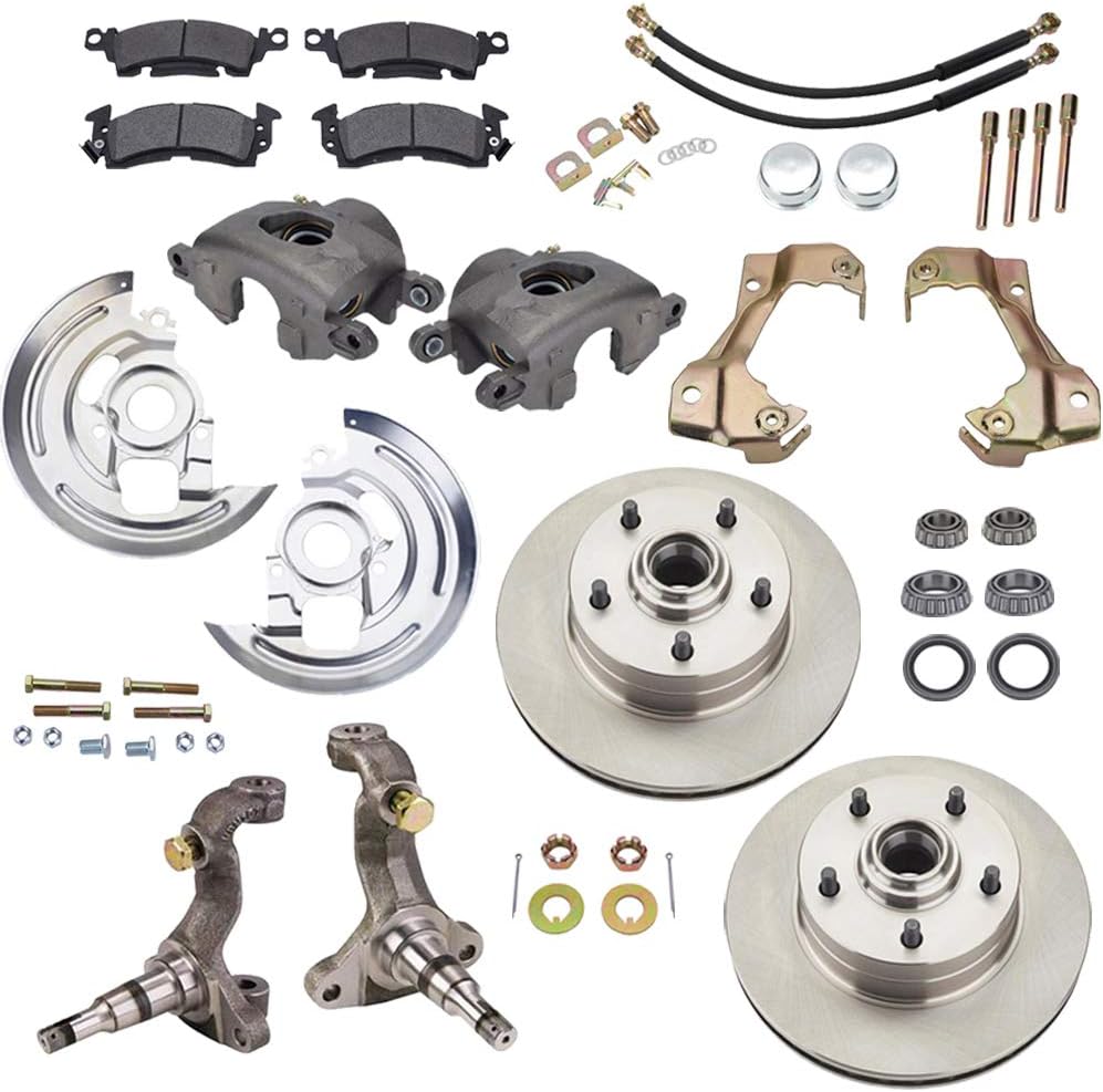 Speedway Motors Deluxe 1964-74 GM Car Front Spindle and Disc Brake Kit - 11' Disc Brakes - Fits A/F/X Body - Improved Stopping Performance - Complete Kit for Easy Installation