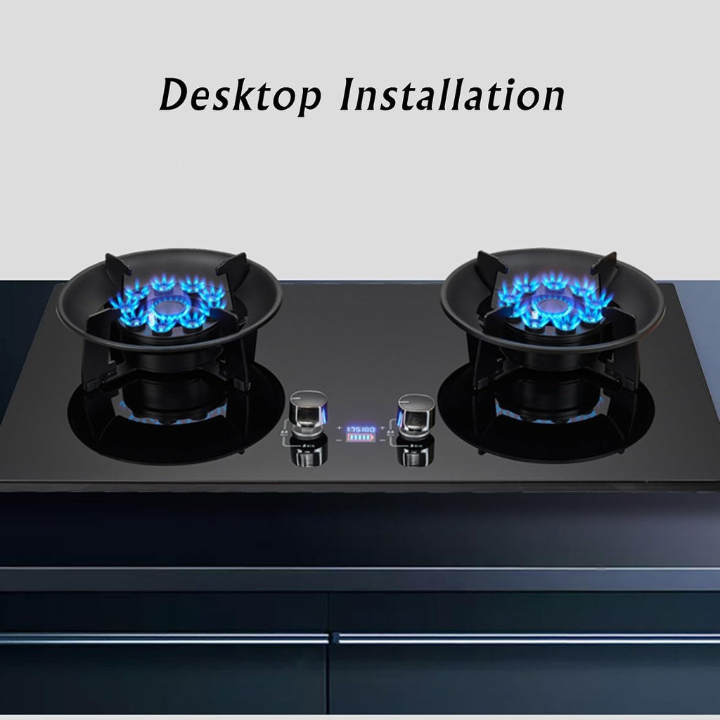 NIKKHO Gas Stove,NG/LPG Convertible,Tempered Glass 2 Burners Gas Stoves Cooktop with Thermocouple Protection Gas Cooktop,Suitable for Apartments,Indoor (Color : NG), 54768