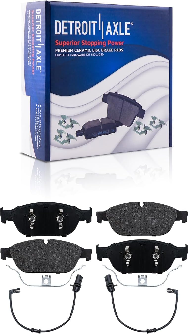 Detroit Axle - Brake Kit for Audi A6 A8 A7 Quattro S7, Drilled Slotted Disc Brake Rotors Ceramic Brakes Pads with Hardware Replacement : 14.02' inch Front and 12.99' inch Rear Rotor