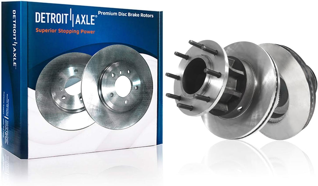 Detroit Axle - DRW Brake Kit for 2013-2022 Ford F-350 Super Duty [RWD], Disc Brake Rotors Ceramic Brakes Pads 2014 2015 2016 2017 2018 2019 2020 2021 Replacement : 14.29' inch Front and Rear Rotors