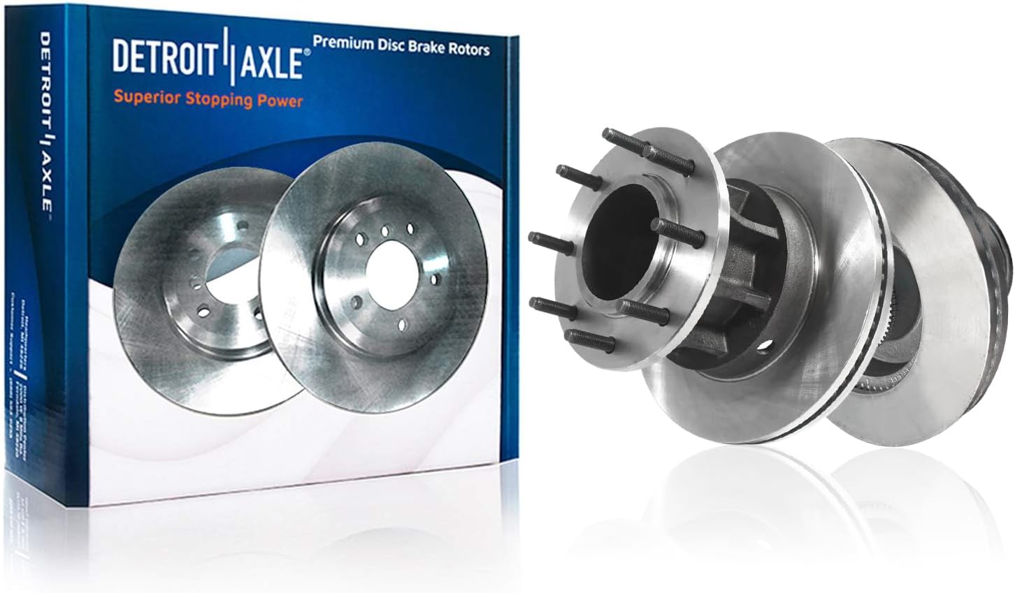 Detroit Axle - DRW Brake Kit for 2013-2022 Ford F-350 Super Duty [RWD], Disc Brake Rotors Ceramic Brakes Pads 2014 2015 2016 2017 2018 2019 2020 2021 Replacement : 14.29' inch Front and Rear Rotors