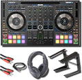Reloop Mixon 8 Pro DJ Controller for Serato DJ with On-Stage LPT5000 DJ Laptop Stand, DJ Monitoring Headphones and Essential Cables for Connecting to DJ Controllers and Mixers