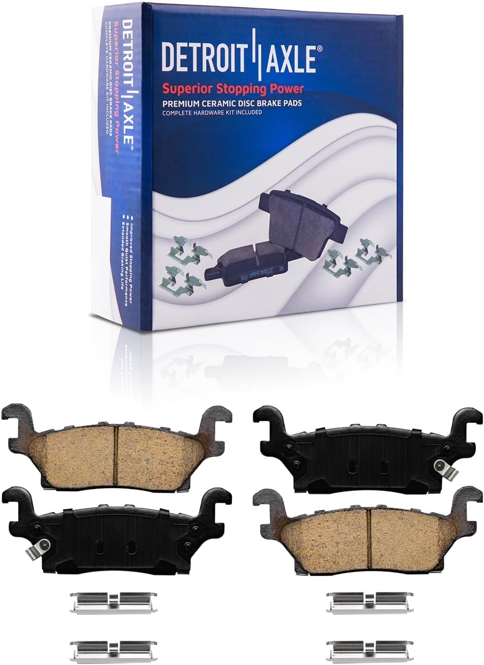 Detroit Axle - Rear Brake Kit for 06-10 Hummer H3, 09-10 Hummer H3T Replacement 2006 2007 2008 2009 2010 Drilled & Slotted Disc Brake Rotors Ceramic Brakes Pads