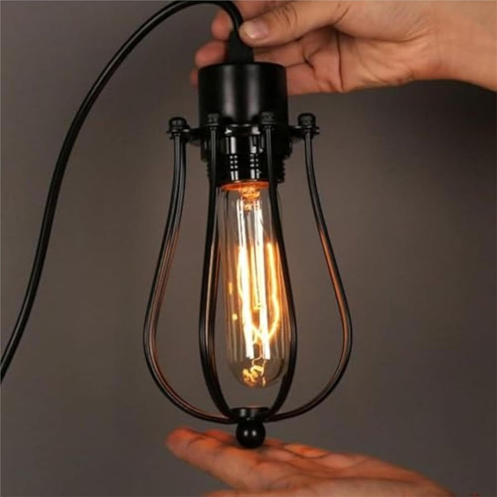 Industrial Pendant Lamp Black Wrought Iron E26 Hardwired Ceiling Light Fixture