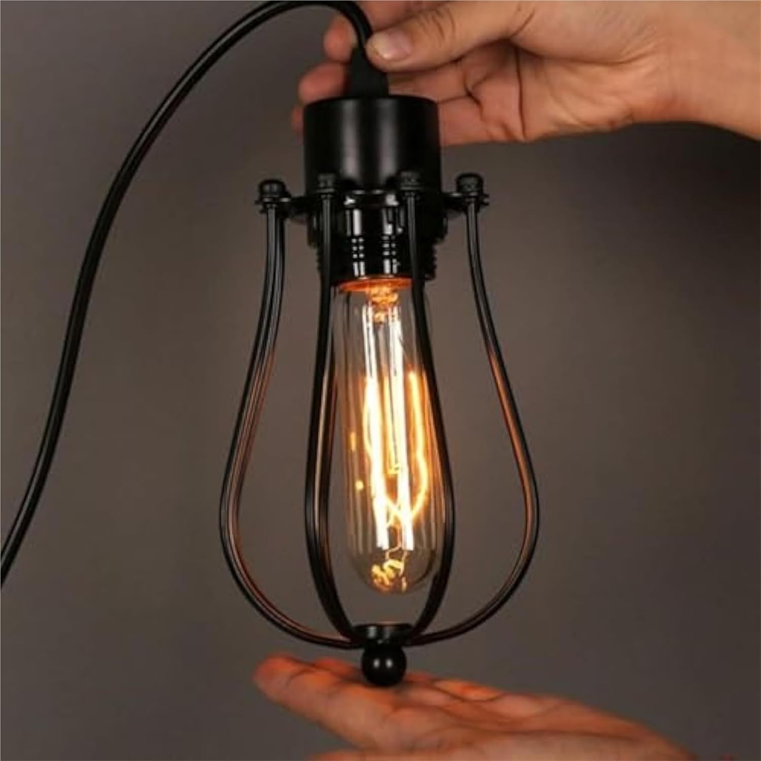 Industrial Pendant Lamp Black Wrought Iron E26 Hardwired Ceiling Light Fixture