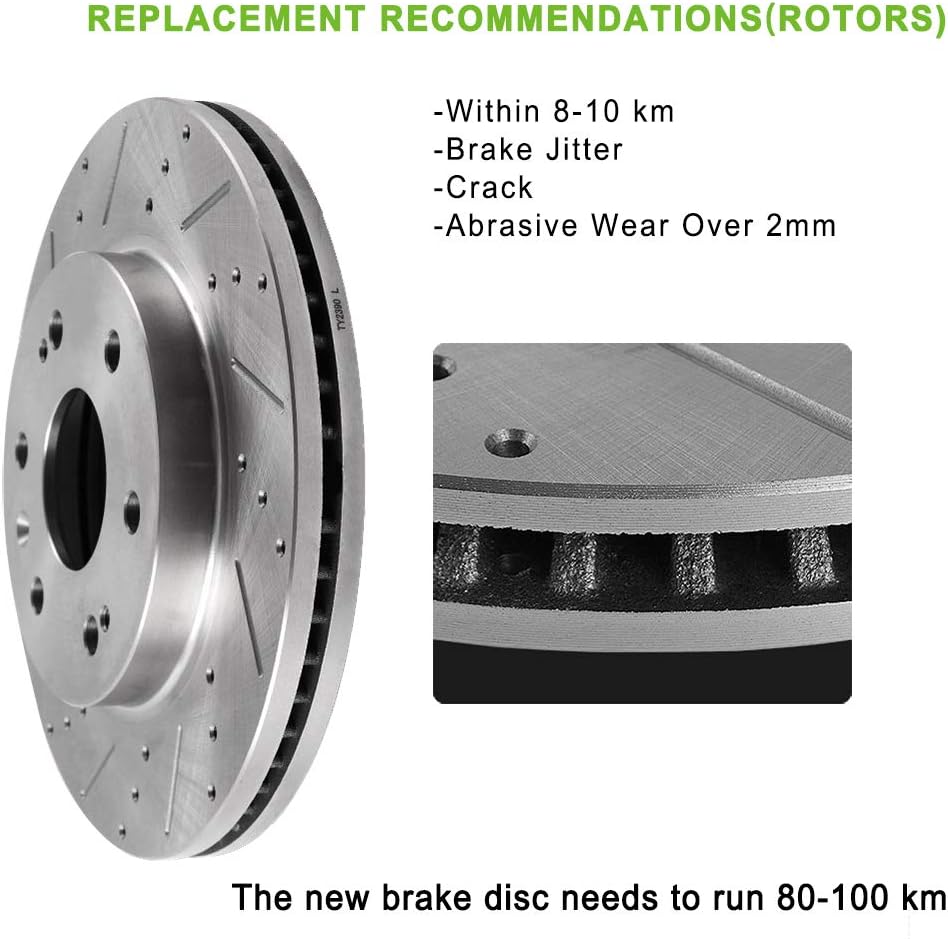 [SCITOO Brake Kits] - (4) Front and Rear Drilled and Slotted Brake Rotors (8) Ceramic Pads for 1999-2000 for Honda Civic