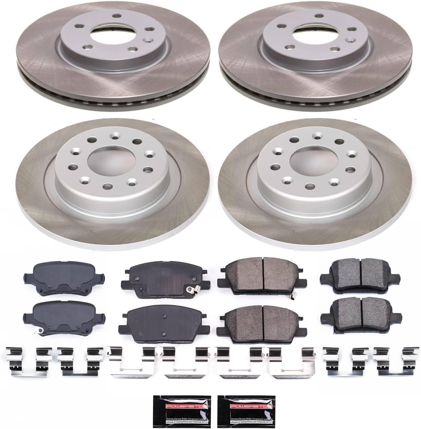 PowerStop Front and Rear Brake Kit for Buick LaCrosse 2017-18 |Regal Sportback 2018 |Chevrolet Malibu 2016-19 |GMC Terrain 2018-20 - Ceramic Brake Pads + Semi Coated Rotors Replacement, SC7566
