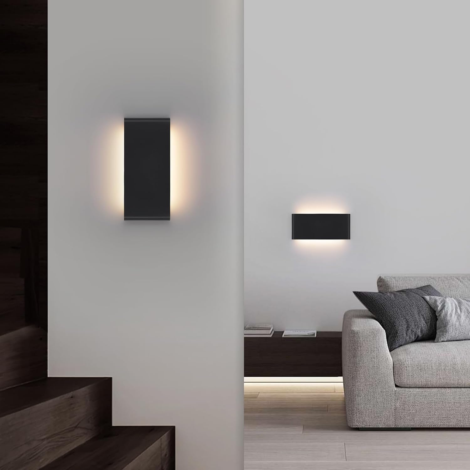 Mille Luckiole 15Inch Bathroom Vanity Mirror Light,5-in-1 CCT 3000K/3500K4000K/5000K/6500K Selectable Hallway LED Wall Light,Modern LED Sconce Wall for Stairwell,Bedroom,20W Black 4 Pack Led Wall Lamp