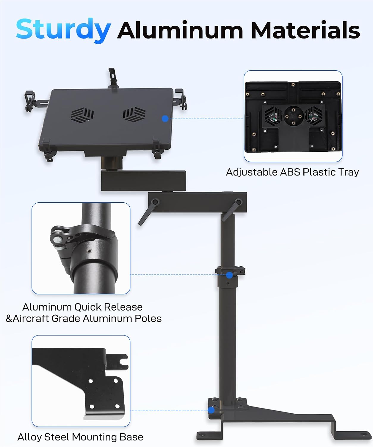 Truck Laptop Mount Fit for Ford F150, F350, F250, F550, No-Drilling Truck Computer Mount Holder for Laptop up to 17'