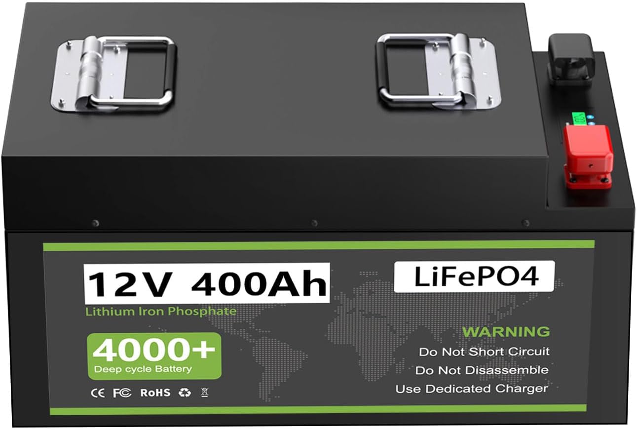 12V 400Ah Lithium Battery, Built-in 250A BMS Metal Case, 5120Wh Energy for RV, Solar, Home Energy Storage, Off-Grid Applications