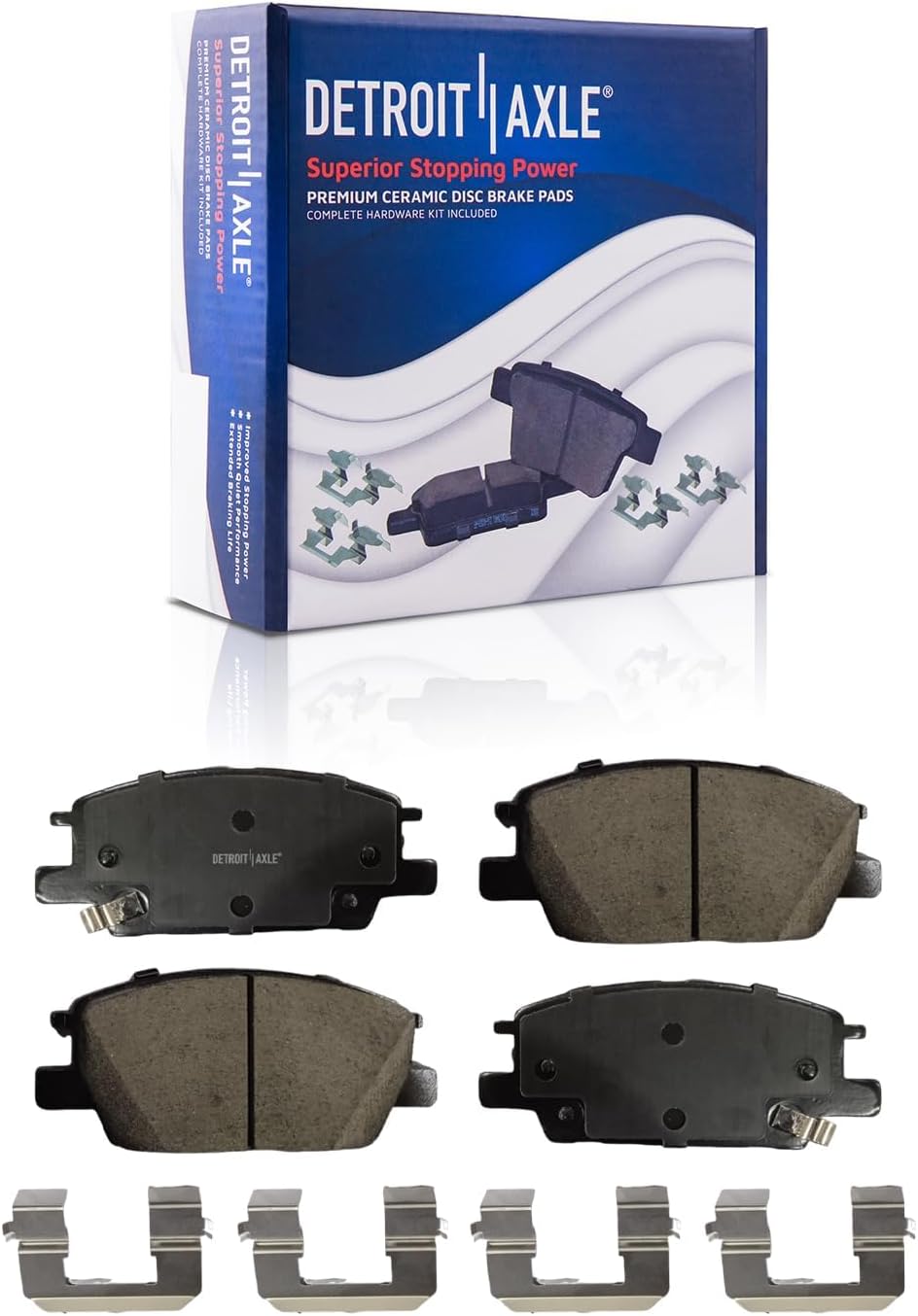 Detroit Axle - 10pc Brake Kit for 2017 2018 Chevy Malibu [with Manual Parking Brake], Disc Brakes Rotors Ceramic Brake Pads Replacement: 11.81' inch Front and 11.34' inch Rear Rotor