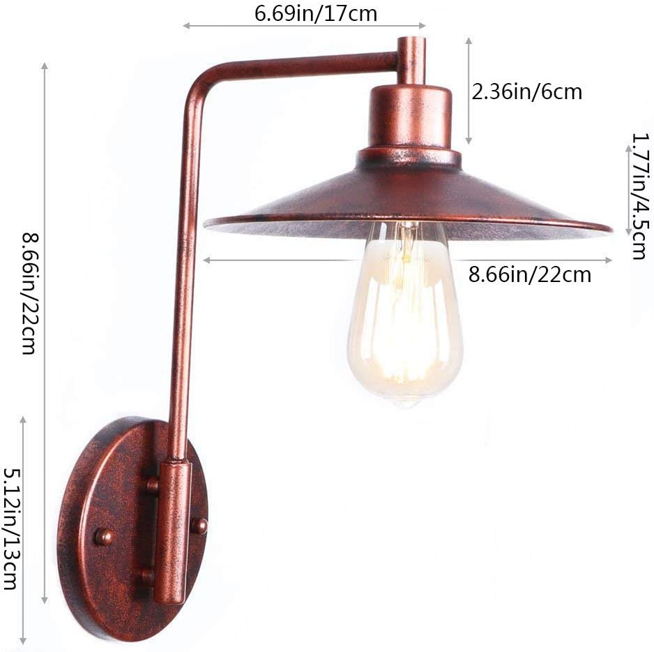 Wall Mounted Light Retro Metal Wall Lamp Vintage Industrial Wrought Iron Wall Light Sconce for Restaurant Living Room Bathroom Clothing Store Bedside Wall-Mounted Lighting Reading Light