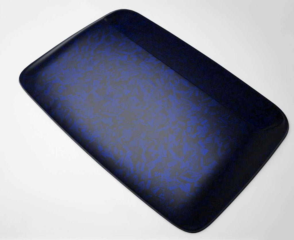 PET Marble Forged Carbon Fiber Textured Matte Royal Blue Vinyl Wrap Auto Car Sticker Decal Film Sheet Bubble Free Air Release Technology with Tool Set 5FTx60FT