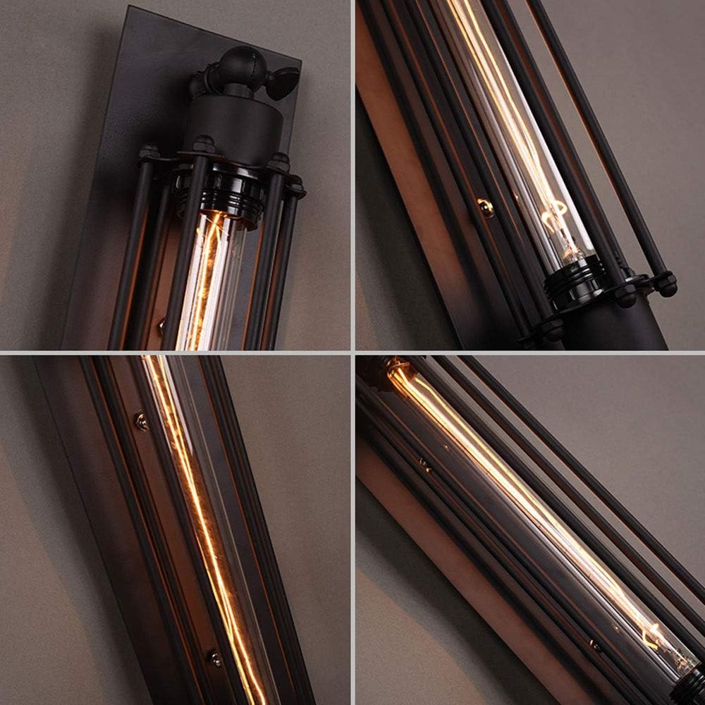 Modern Wall Mount Lamp, Industrial Loft Indoor Wall Sconce Lighting Retro Industrial Wind Wrought Iron Flute Wall Lamp Light Fixture E27 Wall Light Lantern fo(Black)