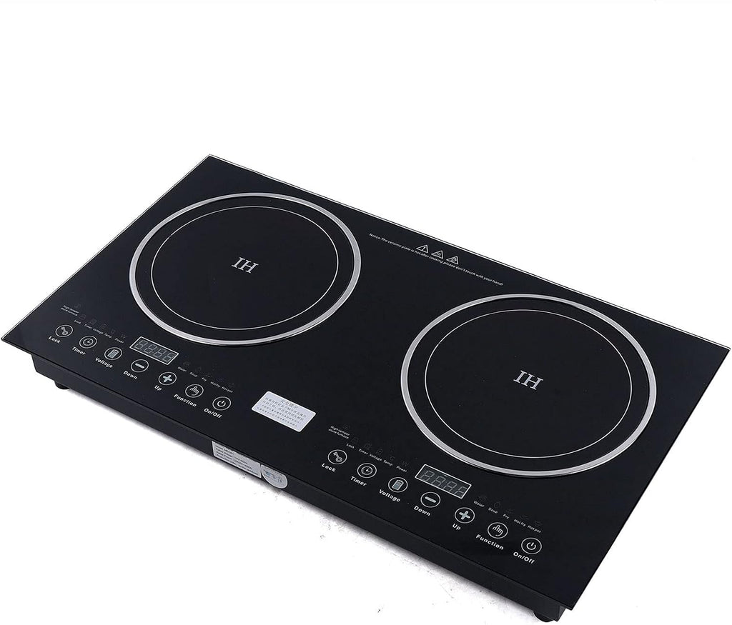DYRABREST Electric Double Induction Cooktop,110V LCD Display Induction Hot Plate with 8 Levels Firepower and Multiple Cooking Modes,Far Infrared Heating Countertop Burners for Home (type 1)